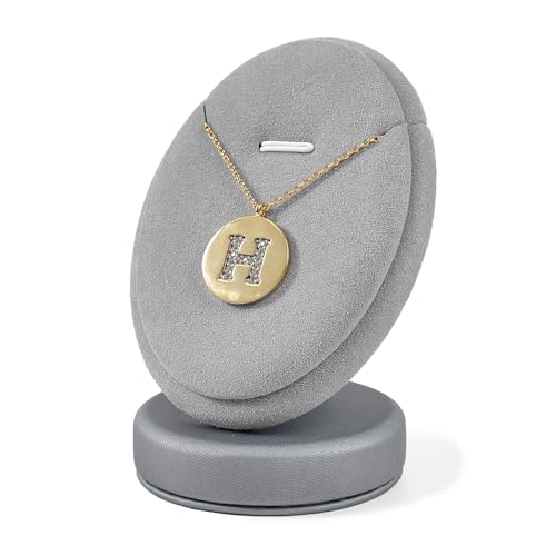 PU Leather Necklace Display Stand Microfiber Small Necklace Holder Jewelry Gift Display Stand For Birthday, Valentine's Day (Light Gray) - color: Light Grey