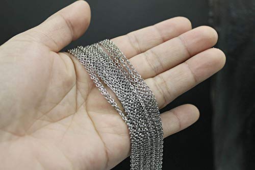 Wholesale 12 PCS Stainless Steel Flat Cable Chain Link Necklace Chains Bulk for Jewelry Making (20 Inch(2MM)) - color: Stainless Steel, size: 20 Inch-0.079 Inch