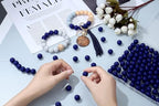 MAIBAOTA 120 Pcs Blue Beads for Bracelets 15 mm Navy Blue Beads for Keychain/Pens/Bracelet/Necklace Making Focal Beads Loose Rubber Round Silicone Beads Bulk for Craft Making（with Boxed Kits） - color: Navy Blue