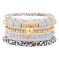 RISHEGAE Heishi Beaded Stretch Bracelets for Women Stackable Polymer Clay Beads Bracelets Friendship Boho Summer Beach Bracelet Jewelry Set - color: E-Gray Heart