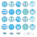 35 Pcs Chunky Bubblegum Beads 20mm Focal Pen Large Rhinestone Pearl Bead with Rhinestone Large Hole European Spacer Bead for DIY Beadable Pen School Jewelry Making Keychain Craft Making(Lake Blue) - color: Lake Blue