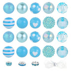 35 Pcs Chunky Bubblegum Beads 20mm Focal Pen Large Rhinestone Pearl Bead with Rhinestone Large Hole European Spacer Bead for DIY Beadable Pen School Jewelry Making Keychain Craft Making(Lake Blue) - color: Lake Blue