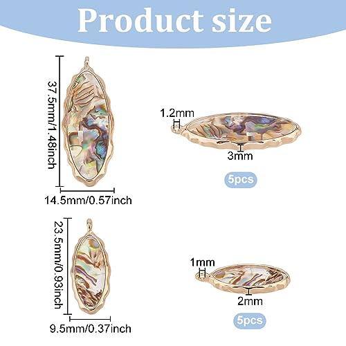 BENECREAT Abalone Shell Charms, Paua Shell Pendant Shell Charms for Jewelry Making - color: Wave Oval