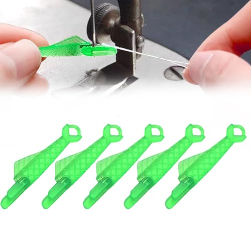 Fish Mouth Sewing Machine Needle Threader, 2024 Upgrade Quick Sewing Machine Loop Easy Selfthread Needle Threaders Tool, Automatic Sewing Needle Threader Simple Needle Threader (Green*5) - color: Green*5