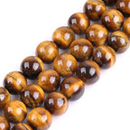 GEM-Inside Natural 14mm Tiger Eye Gemstone Loose Beads Round Crystal Energy Stone Power for Jewelry Making 15'' - color: Yellow Tiger Eye, size: 14mm