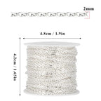 33 Feet Silver Cable Chains Roll, 2MM Silver Plated Brass Flat Cable Link Chain Spool Bulk for Jewelry Making DIY Craft - color: 2.0mm silver cable chain