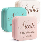 Personalized Travel Jewelry Box,Custom Leather Jewelry Case with Bridesmaid Name,Organizer Ring Case for Wedding Maid of Honor Gifts - color: Style 04