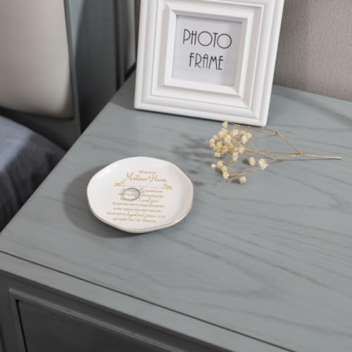 HOME SMILE Matron Of Honor Ring Dish - Will You Be My Matron Of Honor - Jewelry Trinket Dish Tray, Bridesmaid & Bridal Shower Gifts - Proposal Gift For Bestie, White Ceramic - style: Matron Of Honor