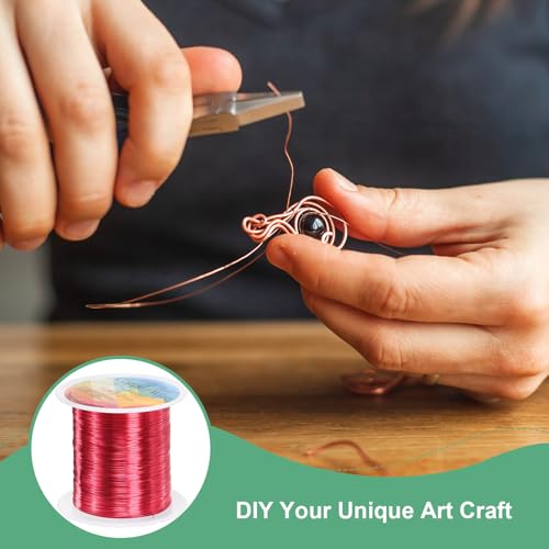 M METERXITY 0.2mm Jewelry Wire, 32 Gauge 328FT Craft Wire Copper Beading Wire for Jewelry Making/Planting/Weaving/DIY Crafting, Soft Metal Wires [100M, Red] - color: Red, size: 0.2mm 32 Gauge
