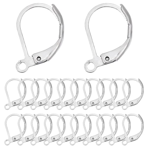SUNNYCLUE 1 Box 200Pcs Leverback Earring Findings 304 Stainless Steel Earring Hooks Lever Back Earring Hook Ear Wire Hypoallergenic French Earring Clasps for Jewelry Making Kits DIY Dangle Earrings - color: 200pcs Stainless Steel