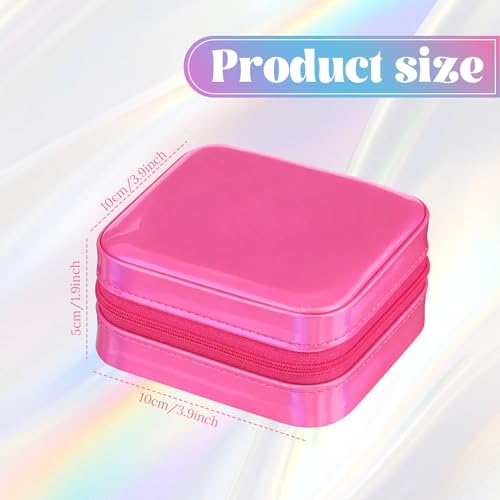 Nosiny 2 Pack Mother's Day Travel Jewelry Box with Mirror Small Laser Jewelry Case Organizer for Women Gift Rings Earrings(Rose Red and Dark Blue) - color: Rose Red and Dark Blue