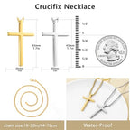 Romass 2 Pcs Cross Necklace for Men Boys,Stainless Steel Pendants Silver Black Gold Crosses Chain Jewelry Gifts Box 16-30 inches - size: 18 in, style: 2Pcs(silver+gold) 1.7 "* 1.0'' pendant