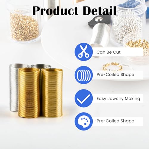 Memory Wire Ring,20mm Diameter Memory Steel Wire for Finger Rings Practical Jewelry Connecting Accessories Jewelry Findings Supplies, 4 Piece Set
