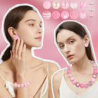35 Pcs Chunky Bubblegum Beads 20mm Focal Pen Large Rhinestone Pearl Bead with Rhinestone Large Hole European Spacer Bead for DIY Beadable Pen School Jewelry Making Keychain Craft Making(Pink) - color: Pink