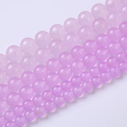 Round Loose Beads Natural Gem Beads Crystal Energy Stone Beads for Jewelry Making 15" (Purple Chalcedony, 8MM) - color: Purple Chalcedony, size: 8mm