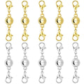 925 Silver Double Lobster Magnetic Necklace Clasps, Magnetic Necklace Clasps and Closures, Double Lobster Clasp Magnetic Jewelry Clasps for Necklaces (10pcs | Gold Silver) - color: 10pcs | gold silver