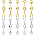 925 Silver Double Lobster Magnetic Necklace Clasps, Magnetic Necklace Clasps and Closures, Double Lobster Clasp Magnetic Jewelry Clasps for Necklaces (10pcs | Gold Silver) - color: 10pcs | gold silver