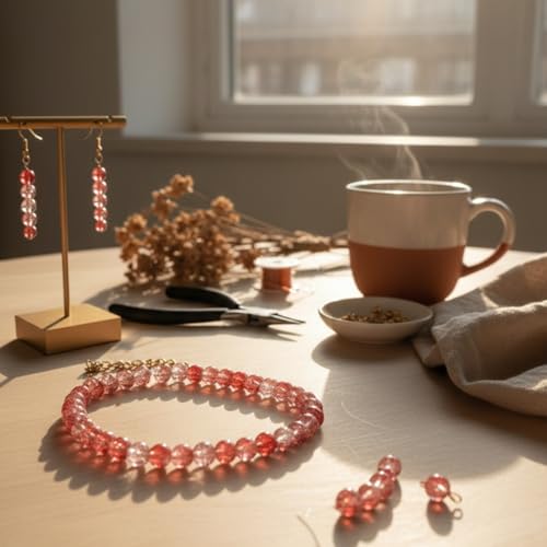 DandS ltd Crackle Lampwork Glass Beads for Jewelry Making, Dark Pink, Vibrant DIY Bracelets, Necklaces, Earrings, Beading Supplies & Craft Kits for Handmade Jewelry, 80pcs 0.39 inch (10mm), #J233-10 - color: Dark Pink