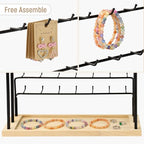Earring Display for Vendors 6 Tier 42 Hooks Wood Earring Display Rack Holder for Earings Necklaces Rings Bracelets Keychains - color: Black