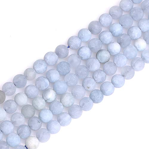 GEM-Inside Natural 6mm Aquamarine Quartz Gemstone Loose Beads Frosted Round A Grade Crystal Energy Stone Power for Jewelry Making 15" - color: Aquamarine, size: 6mm