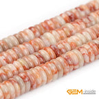 GEM-Inside 2x6mm Natural Red Crazy Lace Agate Stone Heishi Disc Rondelle Spacer Beads for Jewelry Making Full 15" Strand Energy Stone Healing Power Crystal - color: Red Crazy Lace Agate