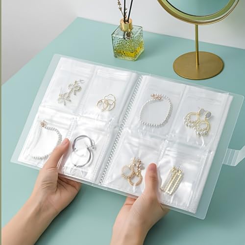 Transparent Jewelry Storage Book Robust Structure Portable Travel Jewelry Organizer Bags for Rings, Necklace, Bracelets-84 grids - size: 84 grids