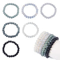Elecrelive Glass Round Beaded Bracelet Set Clay Beaded Bracelets Stretch Bracelets - color: Black Gray
