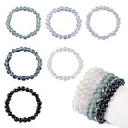 Elecrelive Glass Round Beaded Bracelet Set Clay Beaded Bracelets Stretch Bracelets - color: Black Gray