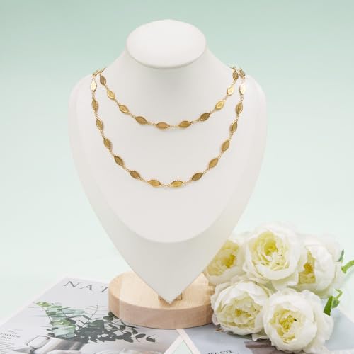 KYUNHOO 4 Meters Gold Plated Jewelry Making Chains Bulk on Spool Eyelashes Shaped Craft Roll Solid Stainless Steel Jewelry Chain for Women DIY Necklace Bracelet - color: Eyelash Gold