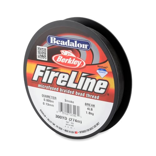Beadalon FireLine Beading Thread by Berkley, 0.005", Break Strength 4 lb, Smoke, 300 yd - color: Smoke, style: 4 Lb / 300 Yd