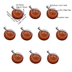 ZenRa 10-Piece Glass Dome Pendant Set with Wooden Base & Hollow Glass Cabochons (25mm Red Coffee) - size: 25mm Dome Red Coffee