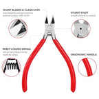 HAUTMEC 5" Precise Small Flush Cutters of Engineer Wire Cutters Pliers 2PCS Side Cutters with Location Pin for Fine Shearing, Perfect for Circuit Board Cutting, Electronic Components, HT0327-2PC - color: 5 Inch-2pcs