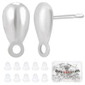 Beebeecraft 100Pcs Stud Earring with Loop 304 Stainless Steel Teardrop Post Earring Findings with Ear Nuts for Dangle Jewelry Making DIY Crafts Supplies Accessories - color: Stainless Steel Color