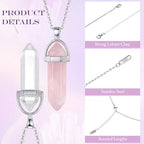 Yaomiao 5 Pieces Crystal Necklaces, Healing Stones Spiritual Pendant Natural Gemstone Jewelry with Adjustable Chain for Women Girls - color: Mixed Color with Crystal