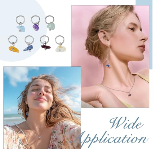 SUPERFINDINGS 84Pcs 7 Colors Natural Stone Pendants Mixed Gemstone Charms with Silver Stainless Steel Jump Ring Mixed Color Dangle Charms for Earring Necklace Bracelet Jewelry Making 14mm - color: Silver
