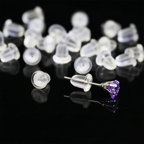 Silicone Earring Backs, 200 Pieces Clear Hypoallergenic Stoppers for Stud, Post, Hoop, Fishhook Earrings