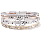 FANCY SHINY Mothers Day Gifts Boho Leather Wrap Bracelet Stackable Infinity Chunky Cuff Bracelets Western Hippie Outfits Jewelry Valentine Gifts for Women - color: Snakeskin White