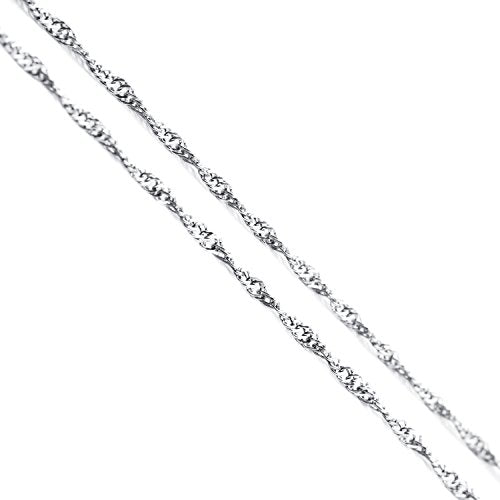 Jewelry 2mm Titanium Steel Silver Singapore Chain Necklaces for Women 16 to 30 in - size: 30 in