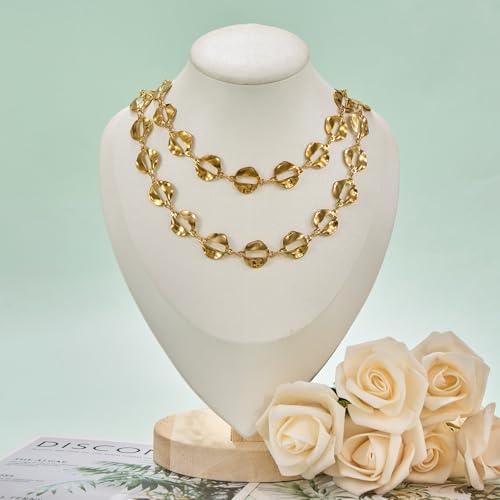 2 Meters Baroque Lip Chain for Jewelry Making Stainless Steel Bulk Chain Gold Plated Craft Chain Roll - color: Gold Lip