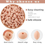 Sunrony 200Pcs Silicone Lentil Beads for Keychain Making, Bulk 12mm Silicone Abacus Spacer Beads for Necklace Bracelet Making Pens(Peach) - color: H-Peach