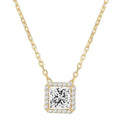 PAVOI 14K Gold Plated Post Faux Diamond Round Solitaire Pendant Halo Necklace | Gold Necklace for Women | Slider Adjustable - style: Princess