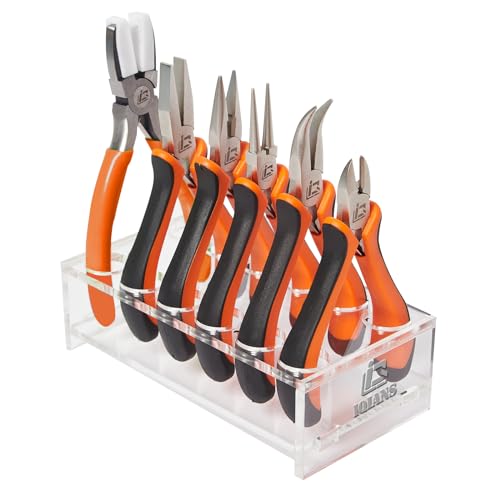 6PCS Jewelry Pliers Set with Acrylic Pallet, Needle Nose Pliers, Wire Cutters, Nylon Jaw Pliers etc. Jewelry Making Kit Tools for DIY Jewelry Repair, Wire Wrapping, Beading and Earring Crafts