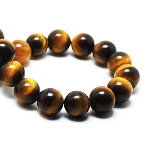 Gold Tiger Eye Beads for Jewelry Making - Yellow Crystal, 8mm Round Loose Beads (44-47pcs) - color: Gold Tiger Eye, size: 8mm