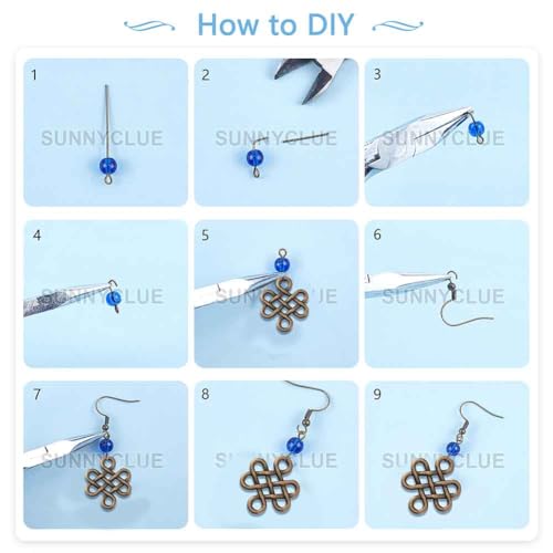SUNNYCLUE 1 Box DIY 10 Pairs Trinity Celtic Knot Earrings Making Kits Alloy Connectors & Glass Beads & Brass Earring Hooks for DIY Jewelry Making Earring Accessories, Antique Bronze - color: Celtic Knot Earring 1
