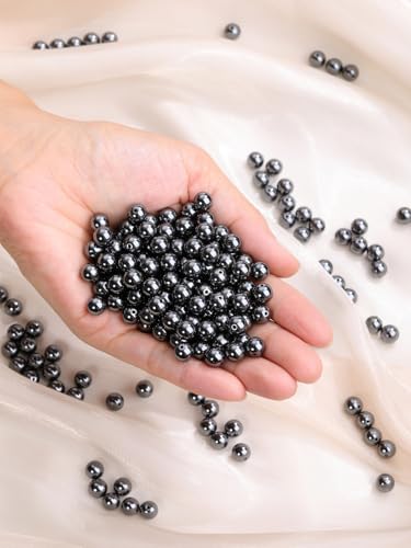 Jovivi 8mm Natural Hematite Gemstone Beads for Jewelry Making,96pcs Energy Healing Crystals Polished Round Smooth Stone Beads,Genuine Real Stone Beads for Bracelet Necklace - color: Hematite