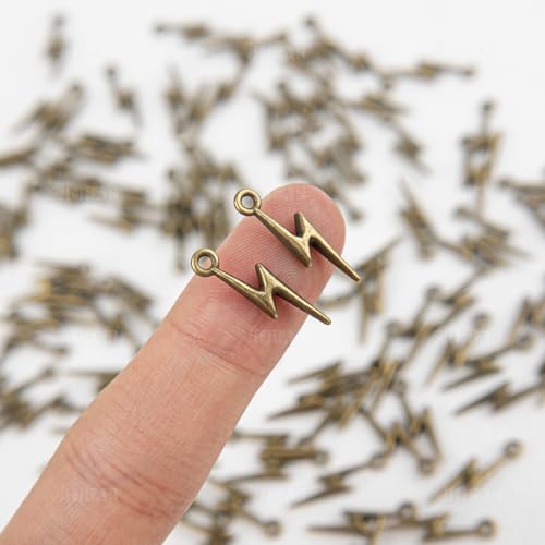 AUEAR, Flash Shape Charms Lightning Bolt Pendants Alloy Charm for Jewelry Making Supply Bracelet Necklace Earrings DIY Crafting Antiqued - color: Brown
