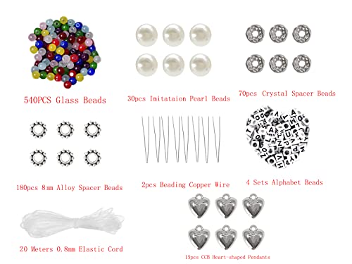 1000pcs 8MM Glass Bead Sets for Jewelry Making Kit Bracelets Beads Supplies,Imitative Jade Beads Crystal Spacer Beads Bracelet Loose Bead Sets for Jewelry Making DIY Crafts - size: 8mm Mixed Set