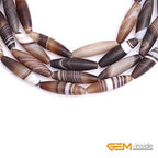 GEM-Inside Botswana Agate 8x30mm Bronw Olivary Banded Beads Natural for Jewelry Making Loose Beads Natural 15" - size: Brown-8x30mm-Matte