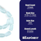 The Bead Chest Clear Aqua Faceted Cylinder Java Recycled Glass Beads (20x12mm) - color: Clear Aqua