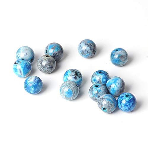 100Pcs Natural Stone 6mm Blue Stripe Agate Round Loose Gemstone Energy Healing Beads Hole Size 1mm DIY Smooth Beads for Bracelet Necklace Earrings Jewelry Making - color: Stripe Agate, size: 6mm